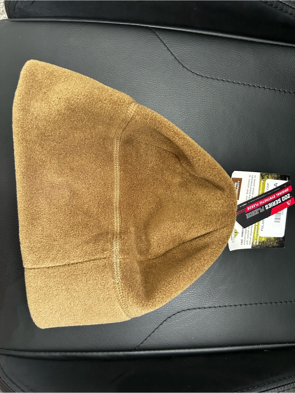 Men's Tan Suede Beanie Hat - polartec